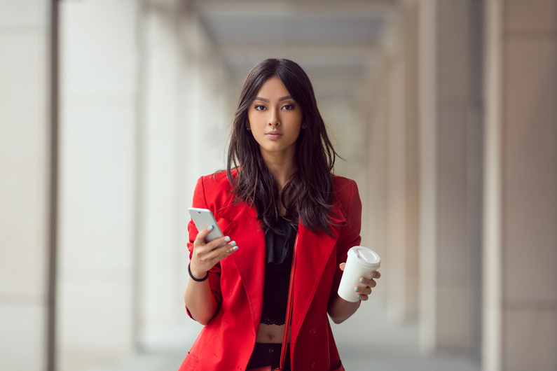 Asian business woman outdoors